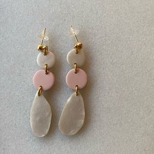 Pink and White Drop Earrings